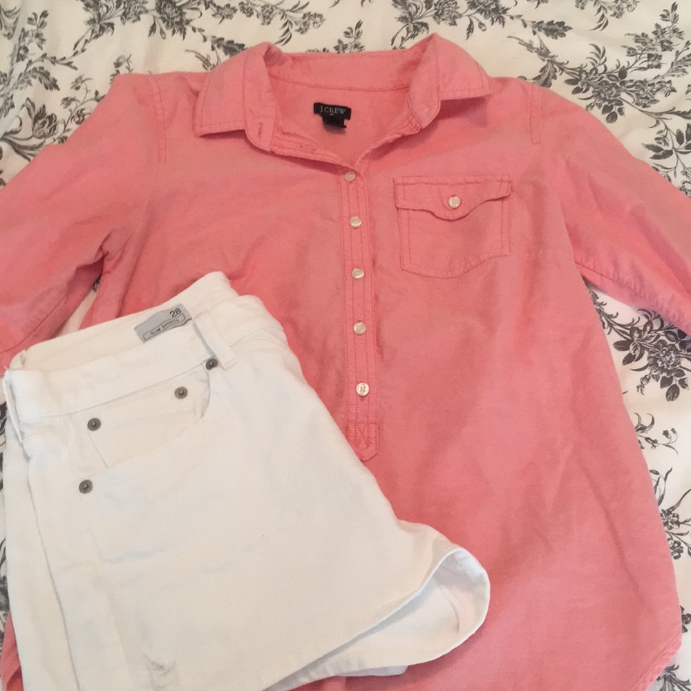 J.Crew light wash red popover